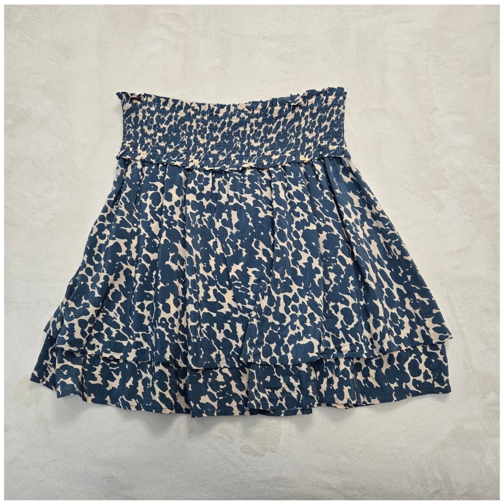 Rails Addison Turquoise Textured Spots Smocked Tiered Ruffle Mini Skirt Medium